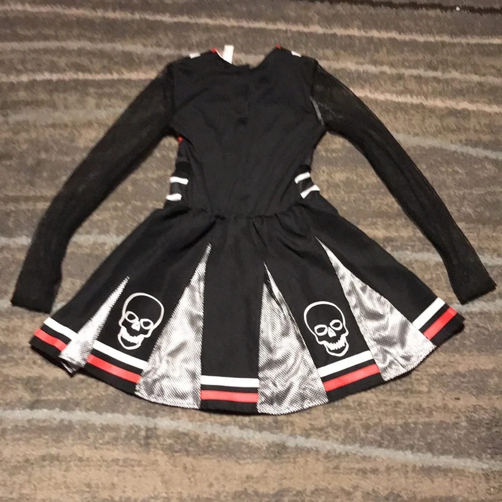 Girls Black and White Fear Squad Cheerleader Polyester Dress Halloween Costumes